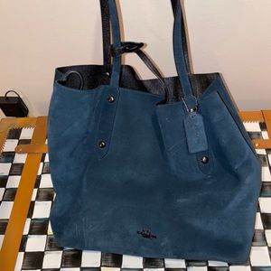 Suede reversible satchel bag